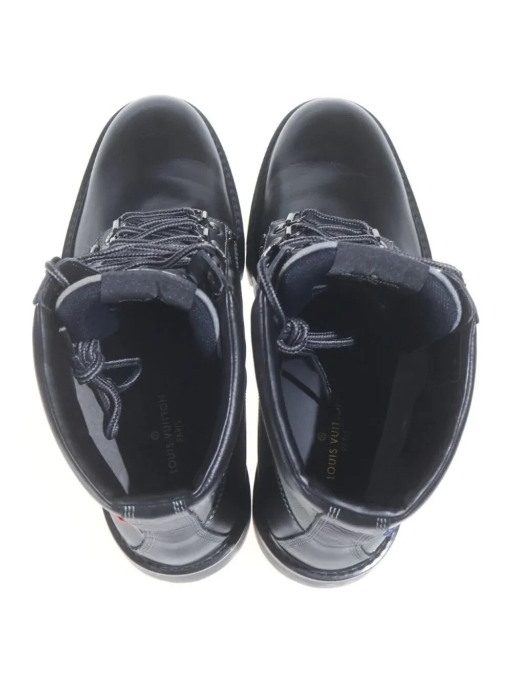 Louis Vuitton Oberkampf Line Logo Patch Ankle Boots Tracking Black Gray